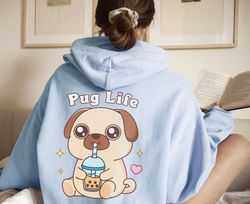 tea pug hoodie | bubble tea hoodie | cute kawaii hoodie | anime hoodie | kawaii pug lover gift | oversized hoodie o