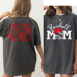 custom baseball mom shirt, baseball mom tshirt, baseball number shirt, baseball lover crewneck shirt, baseball mom gift