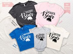 family bear matching shirts for custom baby shower, personalized shirts for the whole family, custom family bear matchin