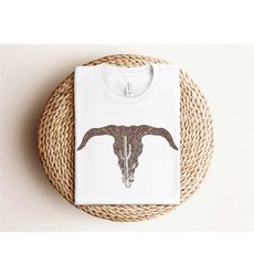 Cow Skull Desert Cactus Silhouette Shirt, Southwest Boho Longhorn Buffalo Shirts, Desert Life Landscape Western Shirt, W