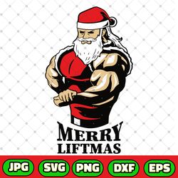 Merry Liftmus | Funny Santa Claus SVG Bundle Santa Bro SVG Digital Download | Buff Santa Claus PNG |  Christmas PNG