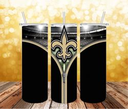 New Orleans Saints Zipper Tumbler wrap, Sport tumbler, Straight Design 20oz Skinny Tumbler, PNG File Download