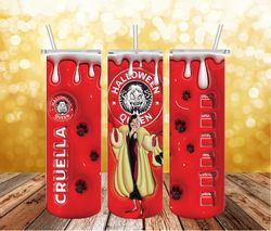 Cruella Coffee 3D Tumbler PNG, Halloween Tumbler Wrap, Straight Design 20oz Skinny Tumbler PNG, Instant download