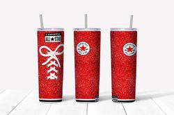 Converse Red Glitter Tumbler PNG, Converse sublimation wrap, Straight Design 20oz Skinny Tumbler, Cut file