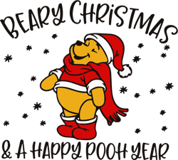 Beary Christmas And A Happy Pooh Year SVG, Winnie the Pooh Christmas SVG, Christmas Svg, Digital download
