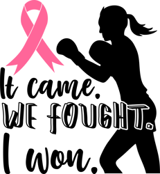 It came we fought i won Svg, Breast cancer Svg, Cancer Svg, Breast Cancer Awareness Svg, Breast Cancer Shirt, Cut file