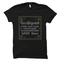 needlepoint shirt. cross stitch shirt. cross stitch gift.