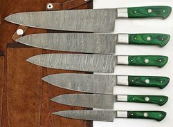 Custom Handmade Damascus Steel Kitchen Knives Set / Chef Knives Set 6-Pcs Set