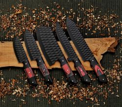 chef knives set 5 pcs damascus steel blade with wood handle kitchen knives set