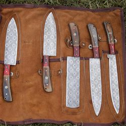 custom hand forged personalized chef knife set chef set, kitchen knife set gifts for him