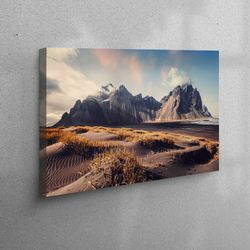 3D Canvas, Large Wall Art, Canvas Gift, Iceland Canvas Poster, View Poster, Vestrahorn Mountain Canvas Art, Sky Canvas D
