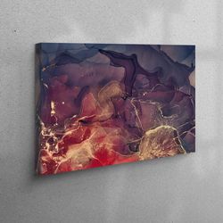 Canvas Wall Art, Canvas Gift, Large Wall Art, Red And Purple Marble, Luxury Marble Art, Purple Marble Canvas Decor,