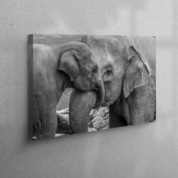 elephant baby and mom canvas, animal 3d canvas, elephant lover gift, elephant canvas art, holiday decor art, framed canv
