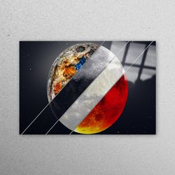 Glass Printing, Glass Wall Decor, Glass, Galaxy Wall Decor, Moon Landscape Tempered Glass, Cosmos Wall Decoration, View