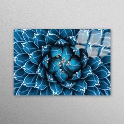 Glass Wall Decor, Tempered Glass, Wall Decoration, Cactus, Natural Textures Glass Wall, Floral Pattern Glass Wall, Navy