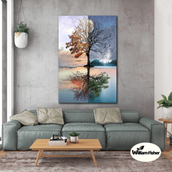 seasons wall art, nature wall art, tree canvas wall art, roll up canvas, stretched canvas art, framed wall art painting