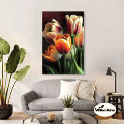 Tulip Wall Art, Elegant Wall Decor, Flower Wall Art, Roll Up Canvas, Stretched Canvas Art, Framed Wall Art Painting