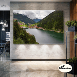 UzungL Long Lake Mosque Trabzon UzungL View Black Sea Natural Beauties Roll Up Canvas, Stretched Canvas Art, Framed Wall