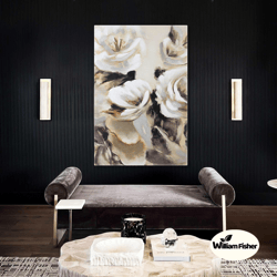 White Flowers Wall Art, Floral Wall Decor, Libing Room Wall Art Decor, Roll Up Canvas, Stretched Canvas Art, Framed Wall