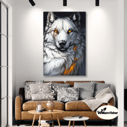 White Wolf Wall Art, Animal Wall Decor, Wolf Canvas Wall Art, Roll Up Canvas, Stretched Canvas Art, Framed Wall Art Pain