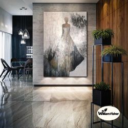 Woman Silhouette Wall Art, Abstract Wall Decor, Roll Up Canvas, Stretched Canvas Art, Framed Wall Art Painting
