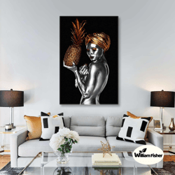 Woman Wall Art, Gold Makeup Canvas Art, Gold Decor, Modern Wall Decor, Roll Up Canvas, Stretched Canvas Art, Framed Wall