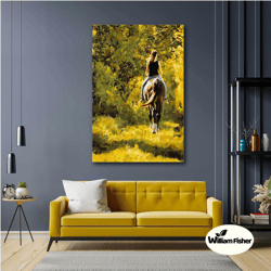 Woman Wall Art, Riding Horse Canvas Art, Forest Wall Decor, Nature Wall Art, Roll Up Canvas, Stretched Canvas Art, Frame