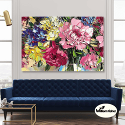 Yellow And Pink Chrysanthemum Flower Bouquet Brush Traces Roll Up Canvas, Stretched Canvas Art, Framed Wall Art Painting