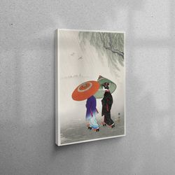 3D Canvas, Canvas Wall Art, Canvas Home Decor, Two Beauties in Rain, Famous Wall Decor, Reproduction Wall Art,