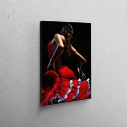 3D Canvas, Living Room Wall Art, Canvas Decor, Spain Style Flamenco Dancer, Spain Tradition Art Canvas, Sexy Woman Canva