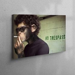 3D Wall Art, Large Wall Art, 3D Canvas, Abstract Canvas Print, Smoking Monkey Man Canvas Poster, Monkey Man Cigarette Ca