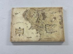 Canvas Home Decor, Wall Art Canvas, Large Canvas, Lord Of The Rings Movie Map, World Map Printed, Middle Earth Antique M