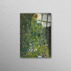 Glass Wall Decor, Glass, Glass Printing, Gustav Klimt The Sunflower, Famous Glass Printing, The Sunflower Glass, Green G
