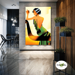 Woman Wall Art, Parisian Woman Canvas Art, Retro Wall Decor, Roll Up Canvas, Stretched Canvas Art, Framed Wall Art Paint