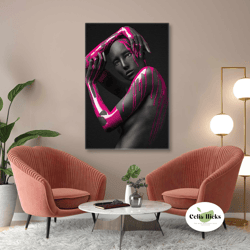 Woman Wall Art, Pink Wall Decor, Modern Canvas Art, Roll Up Canvas, Stretched Canvas Art, Framed Wall Art Painting