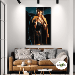 Woman Wall Art, Rain Wall Decor, Autmn Wall Art Decor, Roll Up Canvas, Stretched Canvas Art, Framed Wall Art Painting