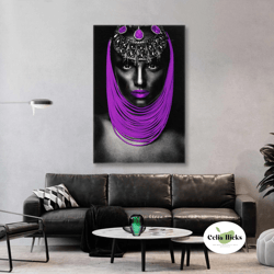 Woman Wall Art, Purple Makeup Canvas Art, Purple Accessory Wall Decor, Roll Up Canvas, Stretched Canvas Art, Framed Wall