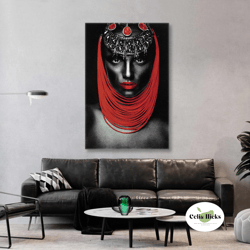 Woman Wall Art, Red Lipstick Canvas Art, Modern Wall Decor, Roll Up Canvas, Stretched Canvas Art, Framed Wall Art Painti