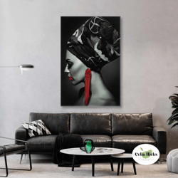Woman Wall Art, Red Makeup Canvas Art, Red Accessory Wall Decor, Roll Up Canvas, Stretched Canvas Art, Framed Wall Art P