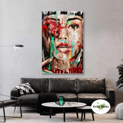 Woman Wall Art, Red Rose Canvas Art, Modern Wall Decor, Roll Up Canvas, Stretched Canvas Art, Framed Wall Art Painting