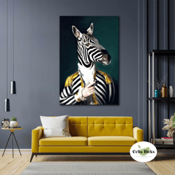 Zebra Wall Art, Suit Canvas Art, Animal Wall Art Decor, Roll Up Canvas, Stretched Canvas Art, Framed Wall Art Painting