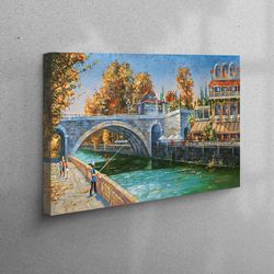 3d canvas, canvas, living room wall art, sochi river landscape, fisherman canvas decor, city landscape artwork, landscap