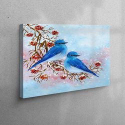 3d wall art, canvas print, large wall art, snow art, bird canvas art, modern canvas art, branch 3d canvas, oil painting