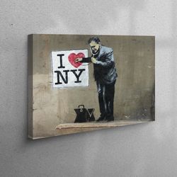 Canvas Print, 3D Canvas, 3D Wall Art, Banksy I Love NY, Banksy NY Printed, Street Canvas Print, Banksy New York Wall Dec