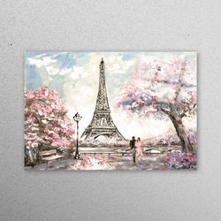 Glass Wall Art, Glass, Wall Decoration, Valentine Wall Decor, Paris Glass, Eiffel Wall Decor, Pink Leaves Tree Tempered