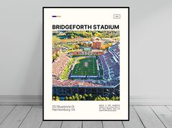 Bridgeforth Stadium Print  James Madison Dukes Canvas  NCAA Stadium Canvas   Oil Painting  Modern Art   Travel Art Print