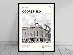 Coors Field Print  Colorado Rockies Canvas  Black & White  MLB Stadium Canvas   Oil Painting  Modern Art   Travel Print
