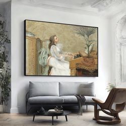 Berthe Burgkan, Woman Playing The Piano Wall Art, Extra Large Wall Art, Wall Art Canvas Design, Framed Canvas Ready To H