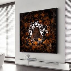 Wild Tiger Poster, Tiger Painting, Fashion Print, Canvas Art, Contemporary Art, Wall Art Canvas Design, Framed Canvas Re