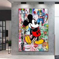 Pop Art Mickey Mouse Graffiti Artt Print, Luxury Painting Fashion Prints Cartoon Birthday Christmas Gift Pictures Home D